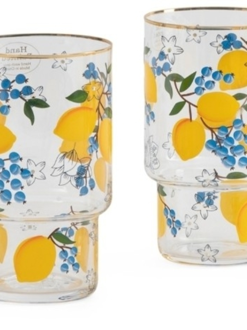 JOLIE FLEUR

set of 4 handpainted lemon highball glasses with gold tone rim